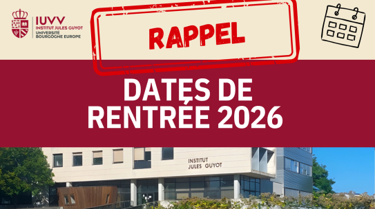📅 Rappel des dates de rentrée 2026 à l’IUVV !